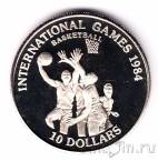Либерия 10 долларов 1984 Интернациональные игры (Баскетбол)