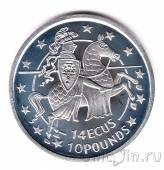 Гибралтар 10 фунтов / 14 экю 1992 Рыцарь на коне