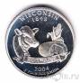 США 25 центов 2004 Wisconsin (S, серебро)