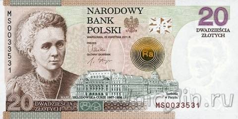 Польша 20 злотых 2011 Мария Склодовская-Кюри
