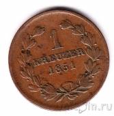 Баден 1 крейцер 1851