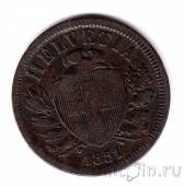 Швейцария 2 раппена 1851