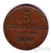 Ломбардо-Венецианское королевство 5 чентезимо 1852 (V)