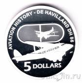 Австралия 5 долларов 2009 Самолет De Havilland DH 86