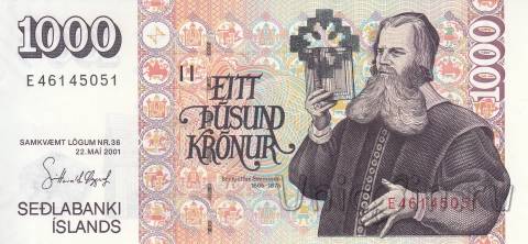 Исландия 1000 крон 2001