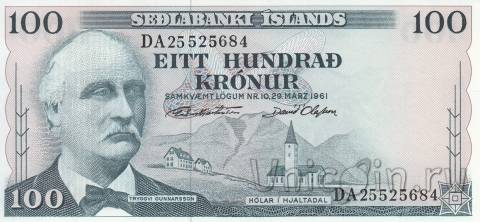 Исландия 100 крон 1961