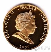 Острова Кука 1 доллар 2009 Король Вильям 2 (цветная)
