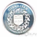 Гибралтар 25 пенсов 1977 25-летие правления (серебро)