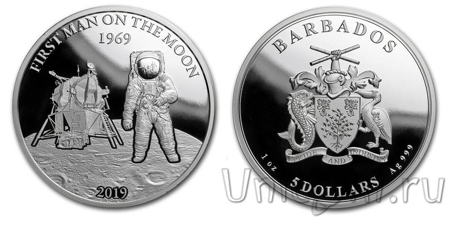 1 доллар 2019. Монета высадка на луну. Монета к 50 летию высадки на луну. 1 Доллар 2019 года. Монета Барбадос 2023.