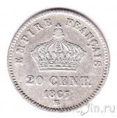 Франция 20 сантимов 1867 (ВВ)