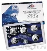 США набор 5 монет 25 центов 2008 (proof)