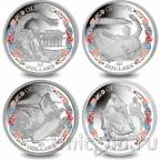 Брит. Виргинские о-ва набор 4 монеты 10 долларов 2019 Олимпиада в Токио (серебро, цветные)	