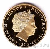 Джерси 50 пенсов 2015 Корабль