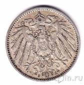 Германская Империя 1 марка 1905 (J)