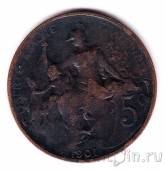 Франция 5 сантимов 1901