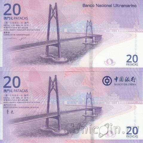  20  2019 (Bank of China)  (Banco Nacional Ultramarino)