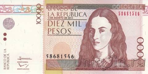 Колумбия 10000 песо 2014