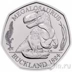 Великобритания 50 пенсов 2020 Мегалозавр