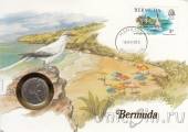 Бермуды 25 центов 1985 (в конверте с маркой)