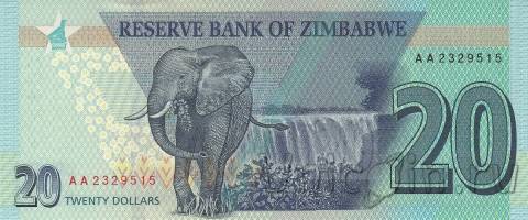 Зимбабве 20 долларов 2020
