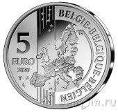 Бельгия 5 евро 2020 Первая железнодорожная линия