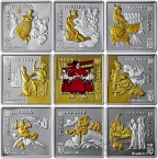 Украина набор из девяти серебряных памятных монет 10 гривен 2020 