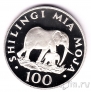 Танзания 100 шиллингов 1986 Слон (серебро)