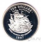 Багамские острова 10 долларов 1968 Королева Изабелла и Колумб