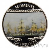 Либерия 10 долларов 2004 Уничтожение Испанского флота в 1588