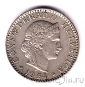 Швейцария 20 раппенов 1954