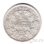 Германская Империя 1/2 марки 1905 (F)