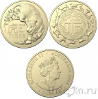 Австралия набор 2 монеты 1 доллар 2022 Год тигра