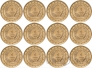 Турция набор 12 монет 1 куруш 2021 Птицы (бронза)