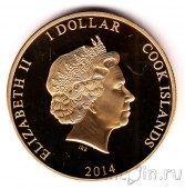 Острова Кука 1 доллар 2014 Тираннозавр Рекс