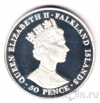 Фолклендские острова 50 пенсов 2001 Королева Виктория (серебро)