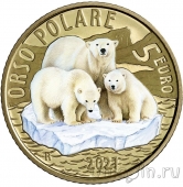 Италия 5 евро 2021 Полярный медведь