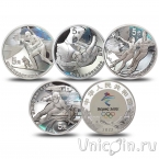 Китай набор 4 монеты 5 юань 2022 Зимние Олимпийские игры в Пекине