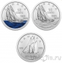 Канада набор 3 монеты 10 центов 2021 100 лет шхуне 