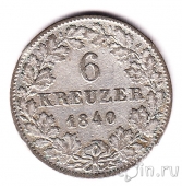 Баден 6 крейцеров 1840