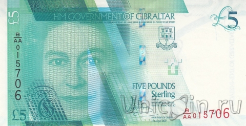 Гибралтар 5 фунтов 2020