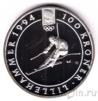 Норвегия 100 крон 1993 Горнолыжный спорт