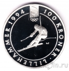 Норвегия 100 крон 1993 Горнолыжный спорт