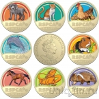 Австралия набор 8 монет 1 доллар 2021 Королевское общество защиты животных