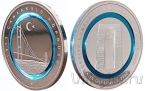Турция 10 лир 2022 Мост Чанаккале (Серебро + синий полимер)
