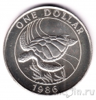 Бермуды 1 доллар 1986 Черепаха (серебро)