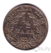 Германская Империя 1/2 марки 1917 (A)