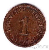 Германская Империя 1 пфенниг 1892 (J)