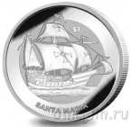 Британские Виргинские острова 1 доллар 2022 Корабль Санта-Мария (серебро)