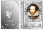 Ниуэ 2 доллара 2014 450-лет со дня рождения Шекспира
