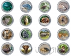 Испания полный набор 16 монет 1,5 евро 2022 Исчезающие виды животных (в альбоме)